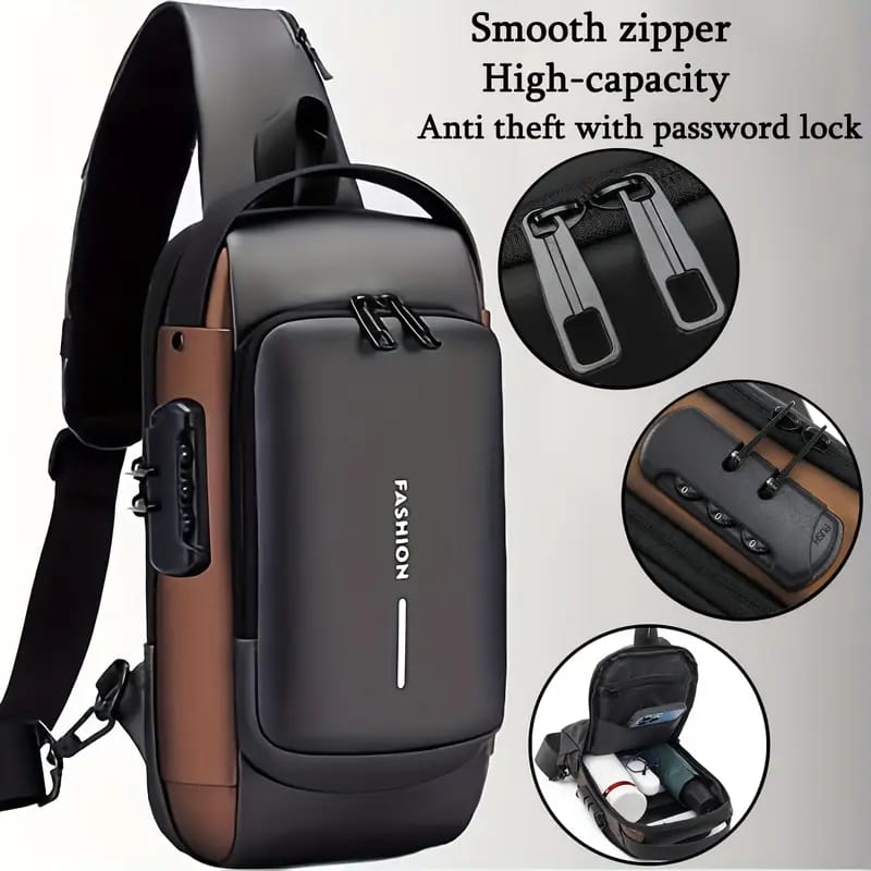 Premium Anti-Theft Crossbody Sling Bag for Men – USB Charging & Password Lock