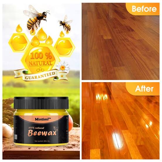 Mintiml 100% Natural Beewax Wood Furniture Polish - 80g Beeswax Polish For Wood Floor Table Chair Restoration