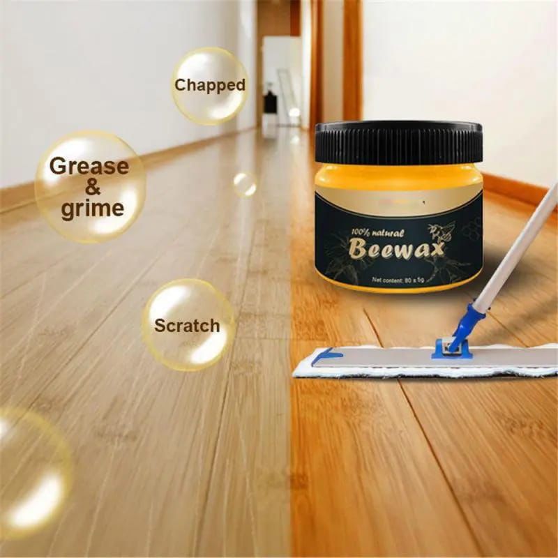 Mintiml 100% Natural Beewax Wood Furniture Polish - 80g Beeswax Polish For Wood Floor Table Chair Restoration