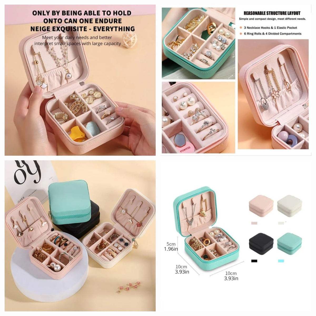 Portable Mini Jewelry Organizer Box - Travel Jewelry Storage Case - PU Leather Jewellery Box For Rings Earrings Necklace