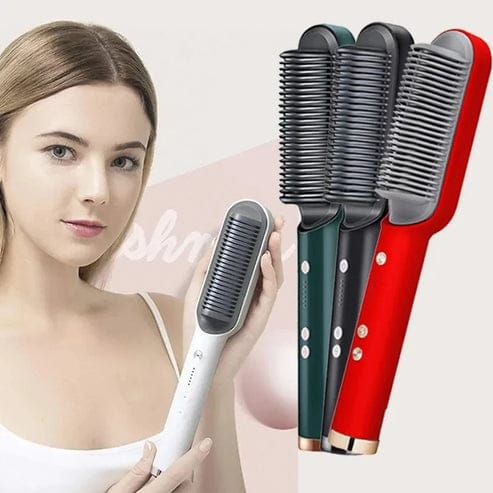 3 in 1 Electric Hair Straightener Comb Brush - Hot Hair Straightening Brush - Anti Scald Ceramic Straightener Brush For Women