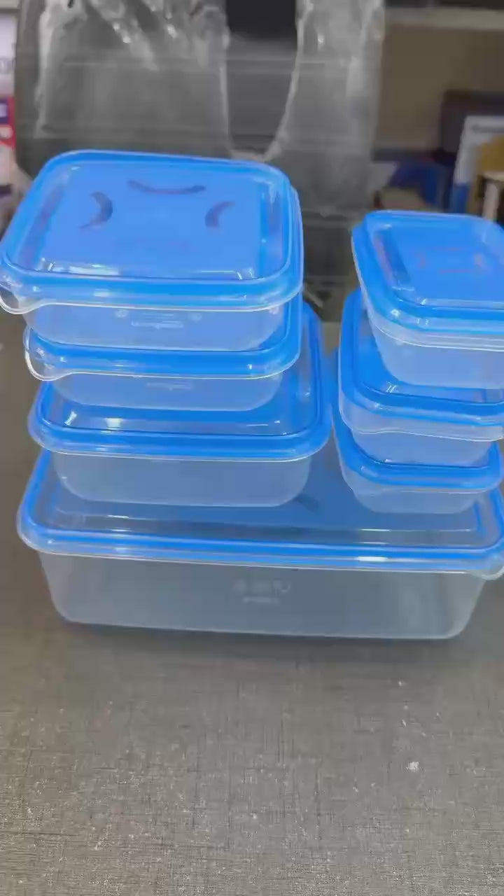 7 Pcs Airtight Food Storage Box Set - Blue Lid