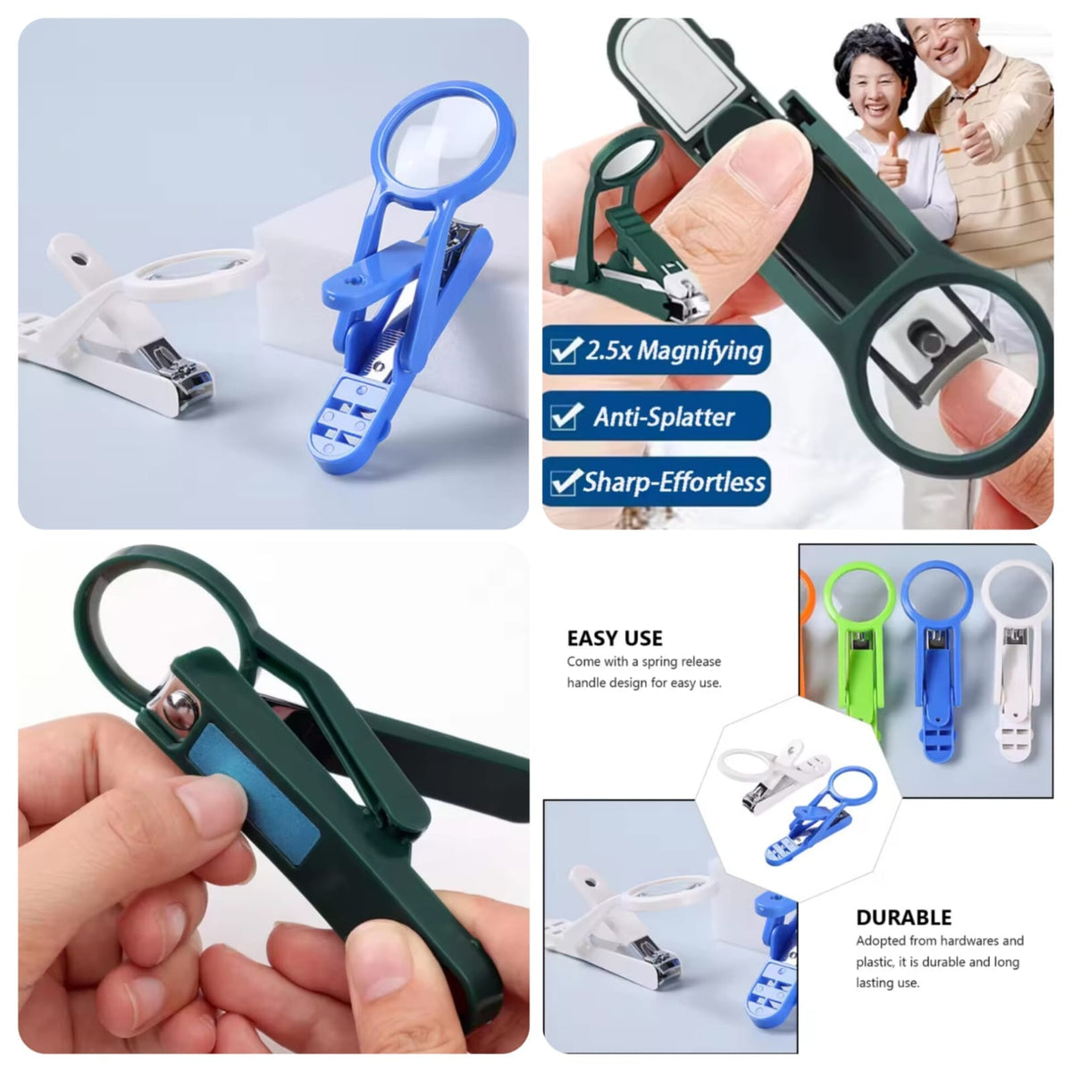 2.5x Magnifying Nail Clipper With Magnifying Glass - Anti-Splatter Nail Cutter With Magnifier - Sharp Effortless Nail Clipper For Elderly - Best Nail Cutter For Old Age