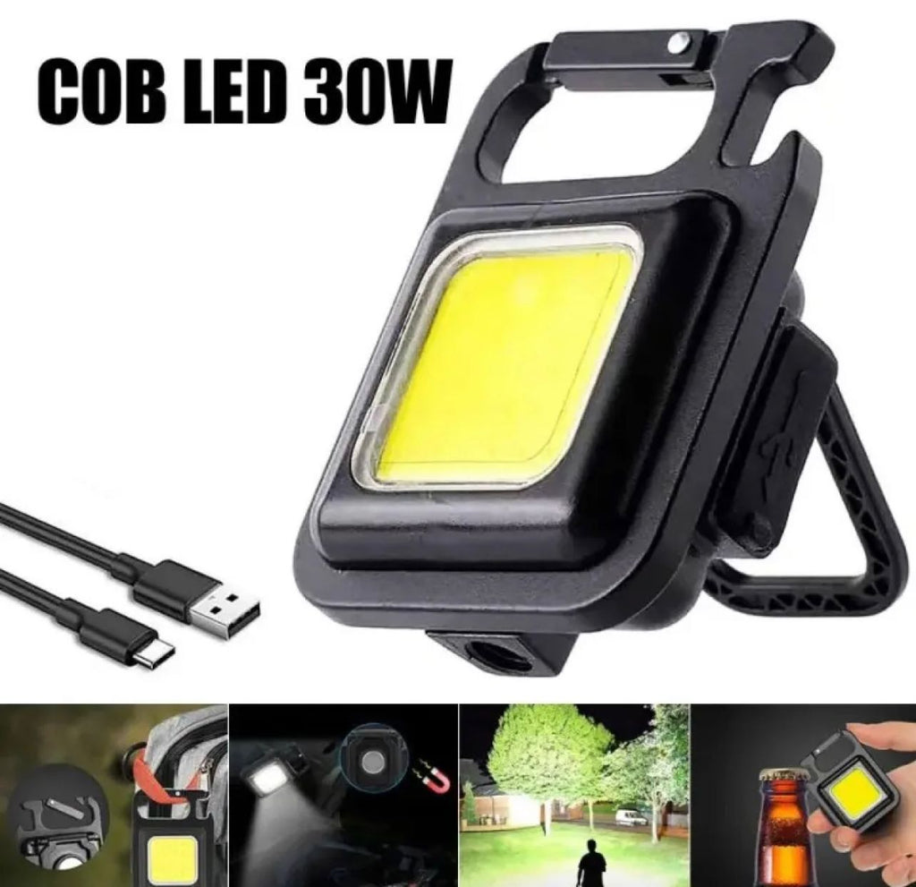 COB Rechargeable Keychain Light - Mini LED Torch Light - Super Bright COB Light With Bottle Opener & Carabiner Hook - USB Rechargeable Emergency Light For Camping