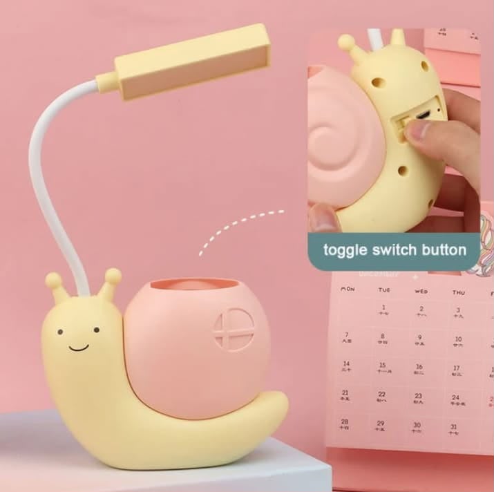 Snail Desk Lamp - Rechargeable Study Lamp With Pen Holder