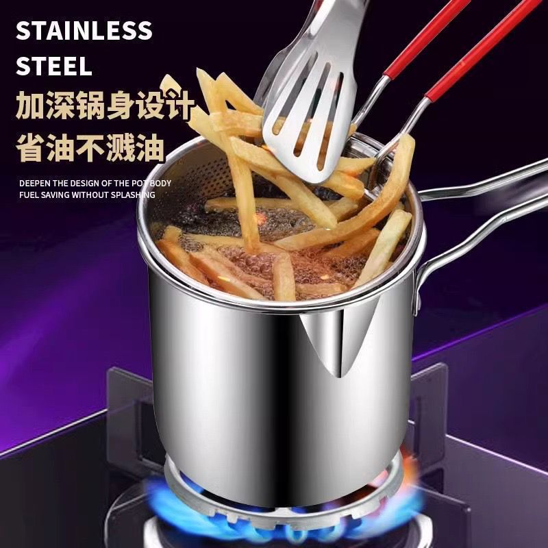 Mini Deep Frying Pot - Stainless Steel Fryer With Strainer