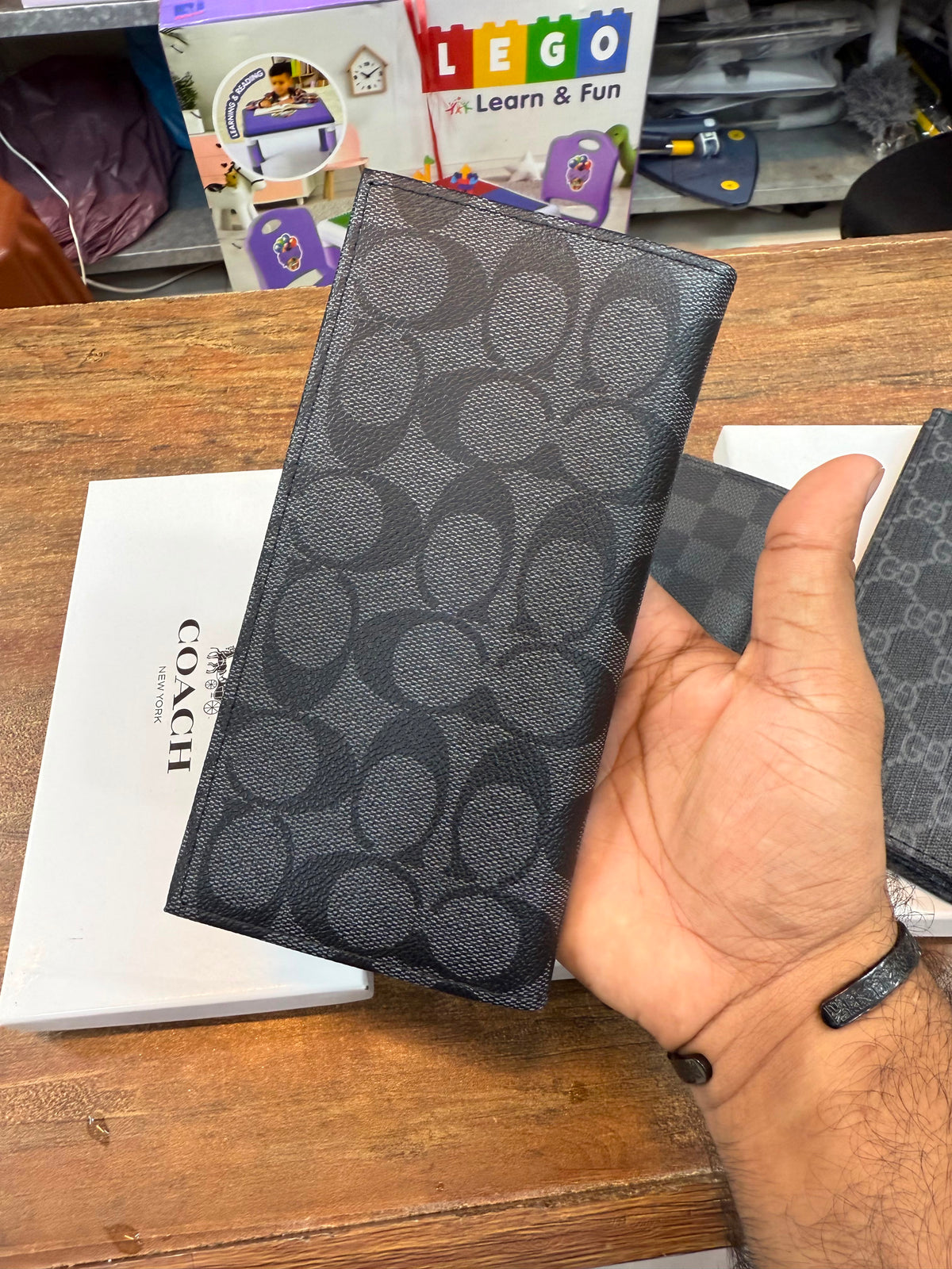 Men's Long Wallet For Men - Premium Check Design Long Purse - Large Capacity Wallet For Cash & Cards - Imported Quality Rexine Wallet - LV Check Style Gents Wallet