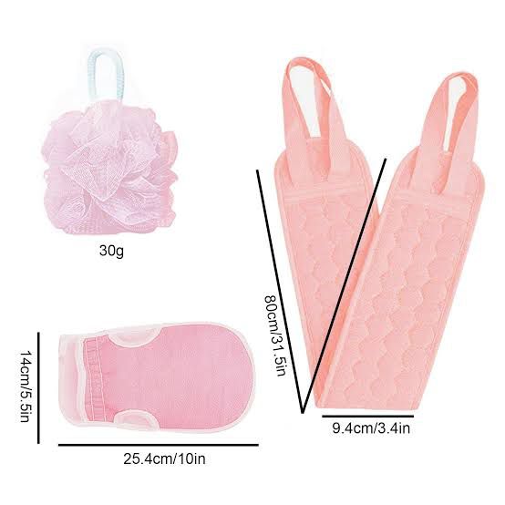 3 in 1 Bath Body Scrub Set - Loofah Belt & Glove