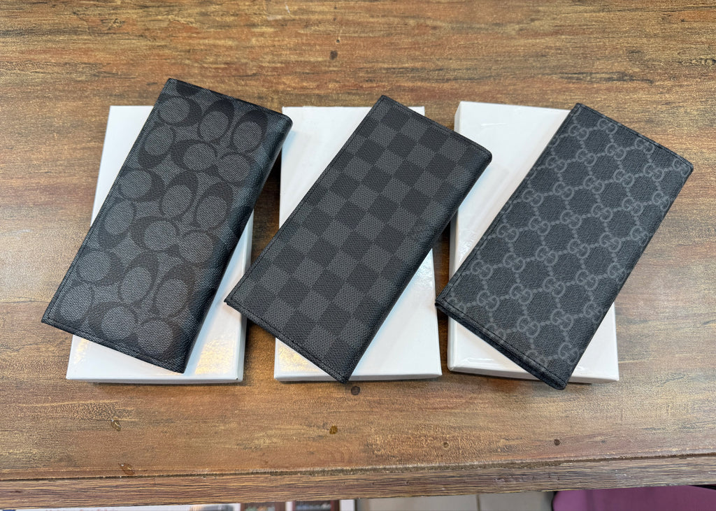 Men's Long Wallet For Men - Premium Check Design Long Purse - Large Capacity Wallet For Cash & Cards - Imported Quality Rexine Wallet - LV Check Style Gents Wallet