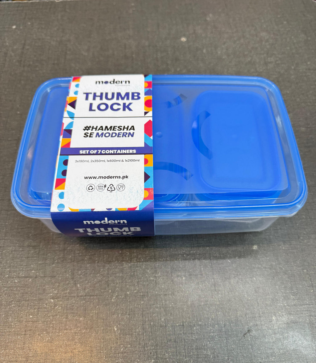 7 Pcs Airtight Food Storage Box Set - Blue Lid