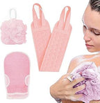 3 in 1 Bath Body Scrub Set - Loofah Belt & Glove