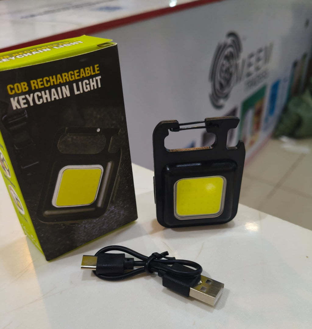 COB Rechargeable Keychain Light - Mini LED Torch Light - Super Bright COB Light With Bottle Opener & Carabiner Hook - USB Rechargeable Emergency Light For Camping