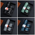 Vacuum Flask Set With 2 Cups - 500ml Stainless Steel Hot and Cold Thermos Flask - 3 in 1 Gift Box Set - Travel Flask Set For Tea Coffee